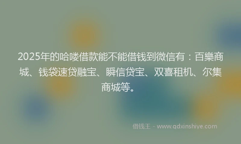 2025年的哈喽借款能不能借钱到微信有：百樂商城、钱袋速贷融宝、瞬信贷宝、双喜租机、尔集商城等。