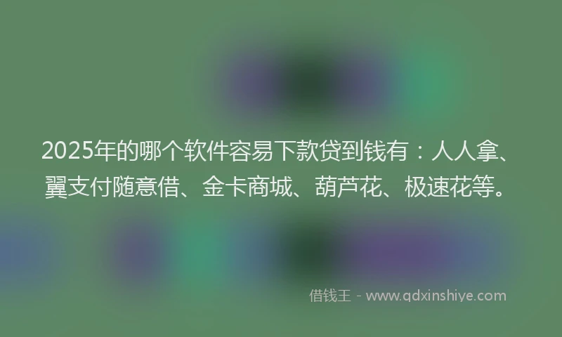 2025年的哪个软件容易下款贷到钱有：人人拿、翼支付随意借、金卡商城、葫芦花、极速花等。