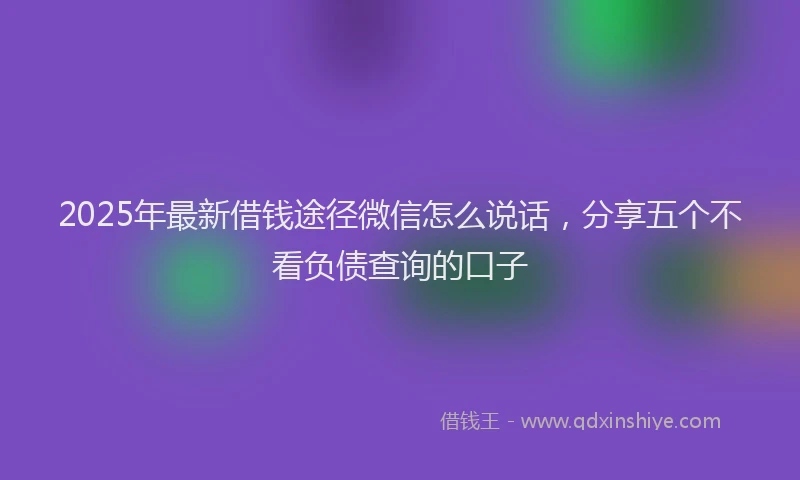 2025年最新借钱途径微信怎么说话，分享五个不看负债查询的口子