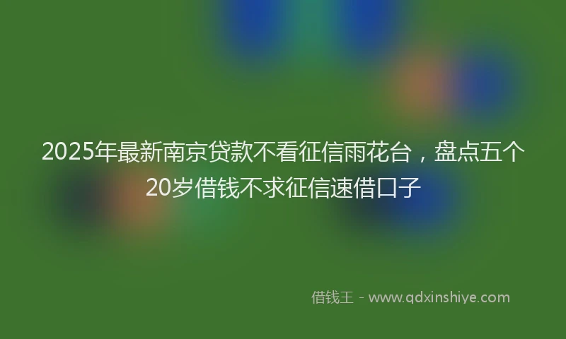 2025年最新南京贷款不看征信雨花台，盘点五个20岁借钱不求征信速借口子