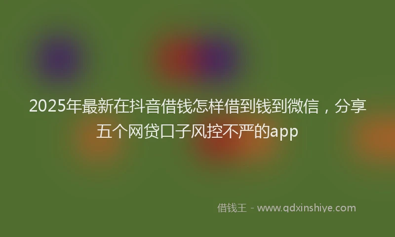 2025年最新在抖音借钱怎样借到钱到微信，分享五个网贷口子风控不严的app