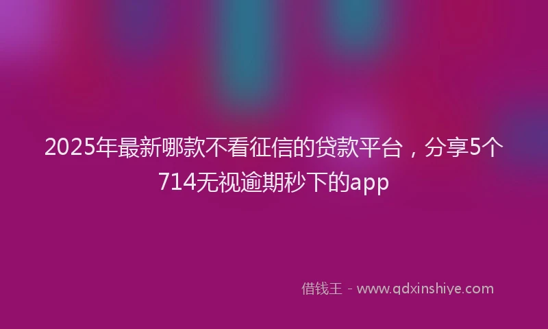 2025年最新哪款不看征信的贷款平台，分享5个714无视逾期秒下的app