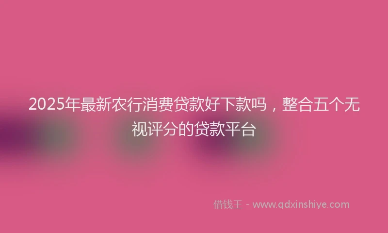 2025年最新农行消费贷款好下款吗，整合五个无视评分的贷款平台