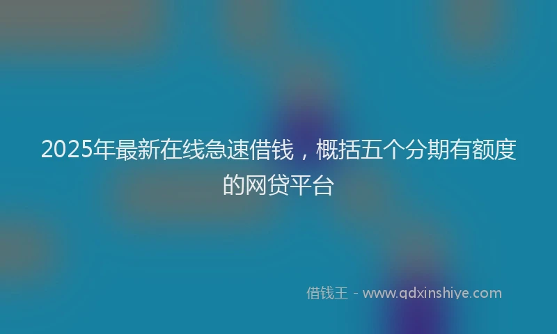 2025年最新在线急速借钱，概括五个分期有额度的网贷平台