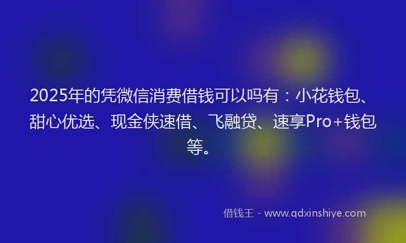 2025年的凭微信消费借钱可以吗有：小花钱包、甜心优选、现金侠速借、飞融贷、速享Pro+钱包等。