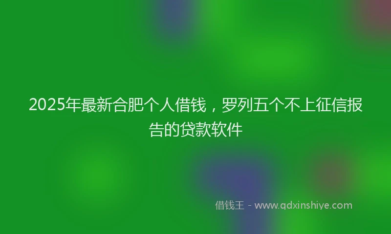 2025年最新合肥个人借钱，罗列五个不上征信报告的贷款软件