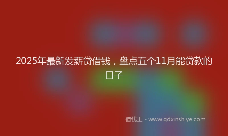 2025年最新发薪贷借钱，盘点五个11月能贷款的口子