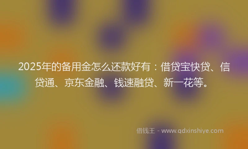 2025年的备用金怎么还款好有：借贷宝快贷、信贷通、京东金融、钱速融贷、新一花等。