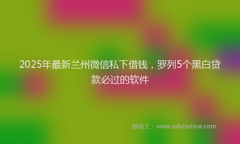 2025年最新兰州微信私下借钱，罗列5个黑白贷款必过的软件