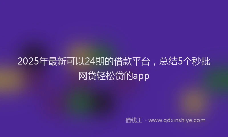 2025年最新可以24期的借款平台，总结5个秒批网贷轻松贷的app