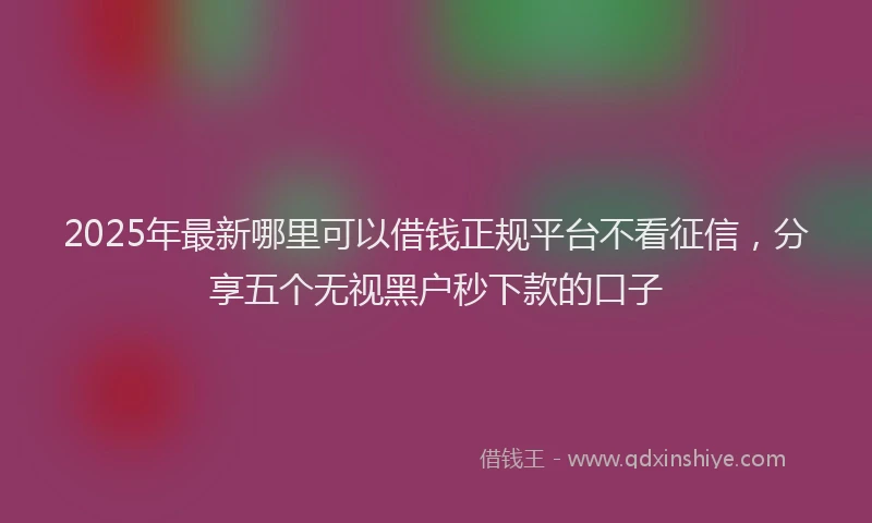 2025年最新哪里可以借钱正规平台不看征信，分享五个无视黑户秒下款的口子