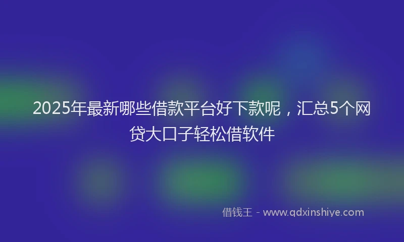 2025年最新哪些借款平台好下款呢，汇总5个网贷大口子轻松借软件