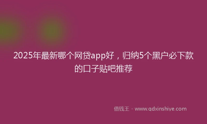 2025年最新哪个网贷app好，归纳5个黑户必下款的口子贴吧推荐