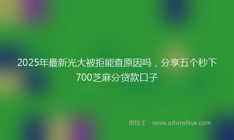 2025年最新光大被拒能查原因吗，分享五个秒下700芝麻分贷款口子