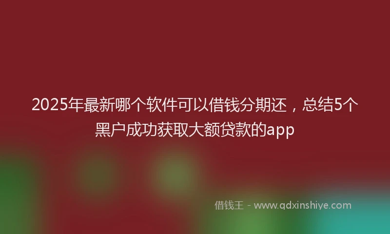 2025年最新哪个软件可以借钱分期还，总结5个黑户成功获取大额贷款的app