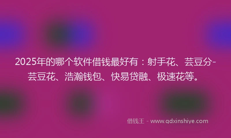 2025年的哪个软件借钱最好有：射手花、芸豆分-芸豆花、浩瀚钱包、快易贷融、极速花等。