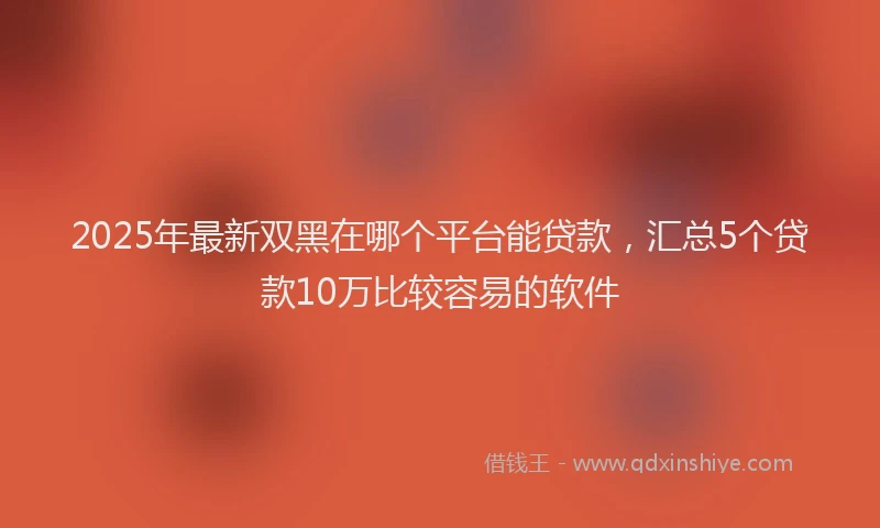 2025年最新双黑在哪个平台能贷款，汇总5个贷款10万比较容易的软件