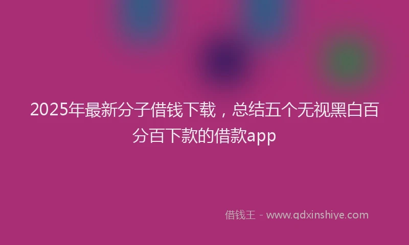 2025年最新分子借钱下载，总结五个无视黑白百分百下款的借款app