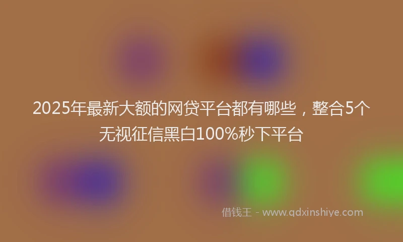 2025年最新大额的网贷平台都有哪些，整合5个无视征信黑白100%秒下平台
