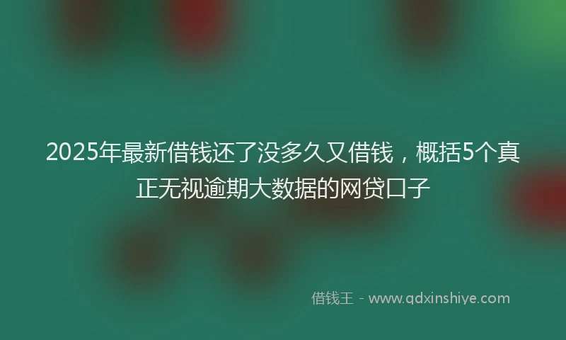 2025年最新借钱还了没多久又借钱，概括5个真正无视逾期大数据的网贷口子