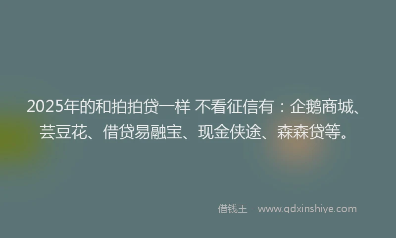 2025年的和拍拍贷一样 不看征信有：企鹅商城、芸豆花、借贷易融宝、现金侠途、森森贷等。