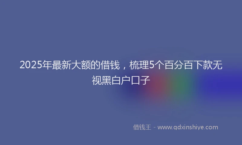 2025年最新大额的借钱，梳理5个百分百下款无视黑白户口子