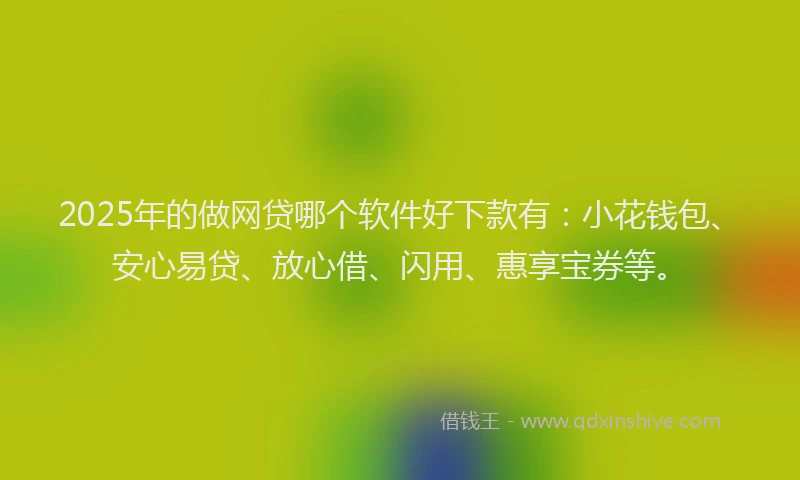 2025年的做网贷哪个软件好下款有：小花钱包、安心易贷、放心借、闪用、惠享宝券等。