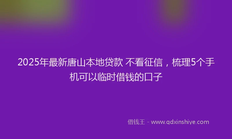 2025年最新唐山本地贷款 不看征信，梳理5个手机可以临时借钱的口子