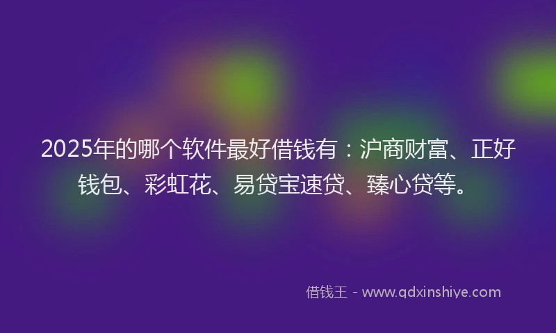 2025年的哪个软件最好借钱有：沪商财富、正好钱包、彩虹花、易贷宝速贷、臻心贷等。