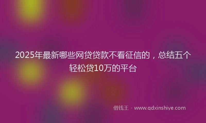 2025年最新哪些网贷贷款不看征信的，总结五个轻松贷10万的平台