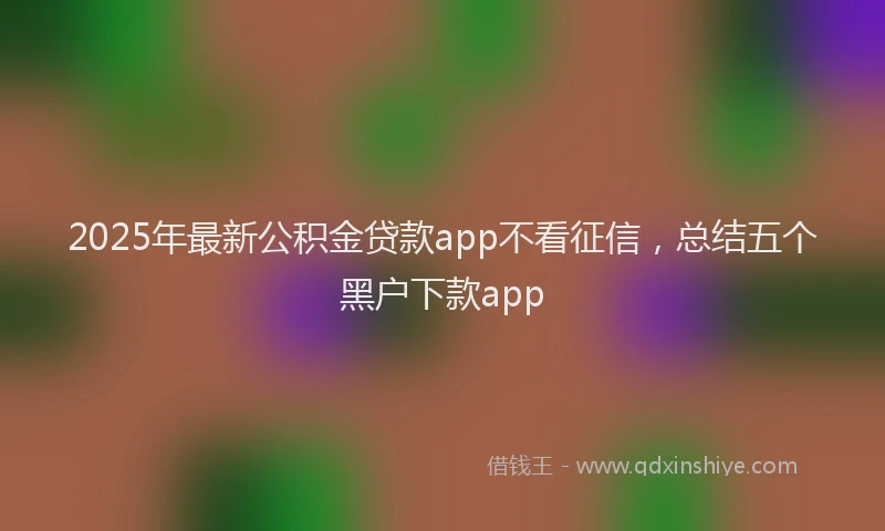 2025年最新公积金贷款app不看征信，总结五个黑户下款app