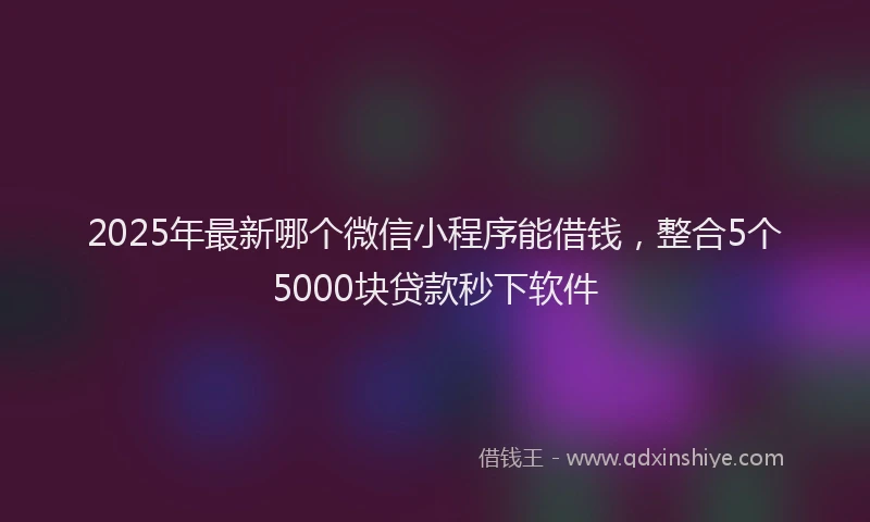 2025年最新哪个微信小程序能借钱，整合5个5000块贷款秒下软件