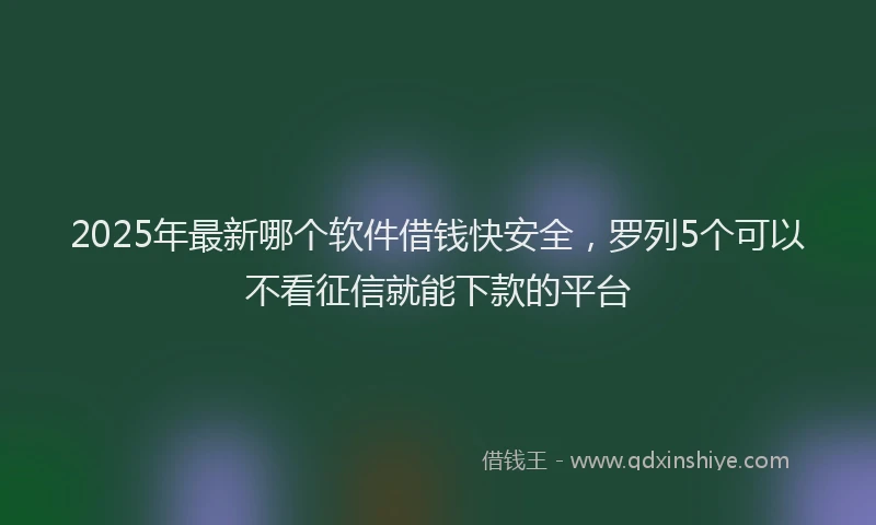 2025年最新哪个软件借钱快安全，罗列5个可以不看征信就能下款的平台