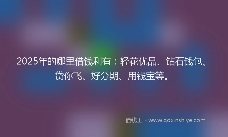 2025年的哪里借钱利有：轻花优品、钻石钱包、贷你飞、好分期、用钱宝等。