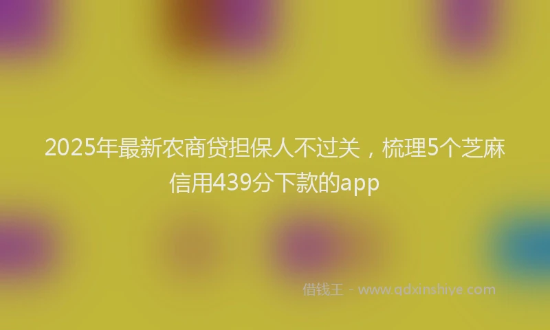 2025年最新农商贷担保人不过关，梳理5个芝麻信用439分下款的app
