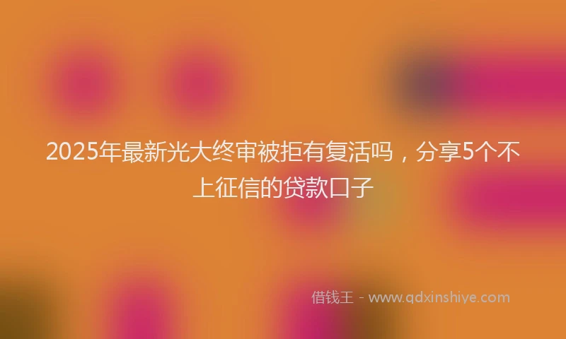 2025年最新光大终审被拒有复活吗，分享5个不上征信的贷款口子