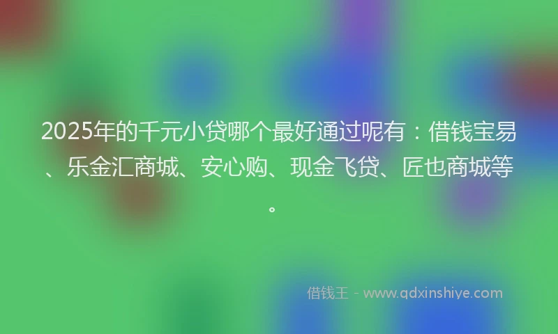 2025年的千元小贷哪个最好通过呢有：借钱宝易、乐金汇商城、安心购、现金飞贷、匠也商城等。