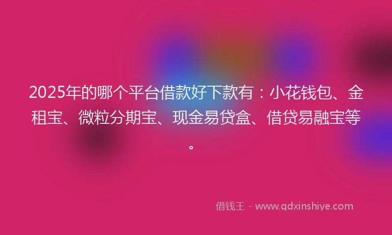 2025年的哪个平台借款好下款有：小花钱包、金租宝、微粒分期宝、现金易贷盒、借贷易融宝等。