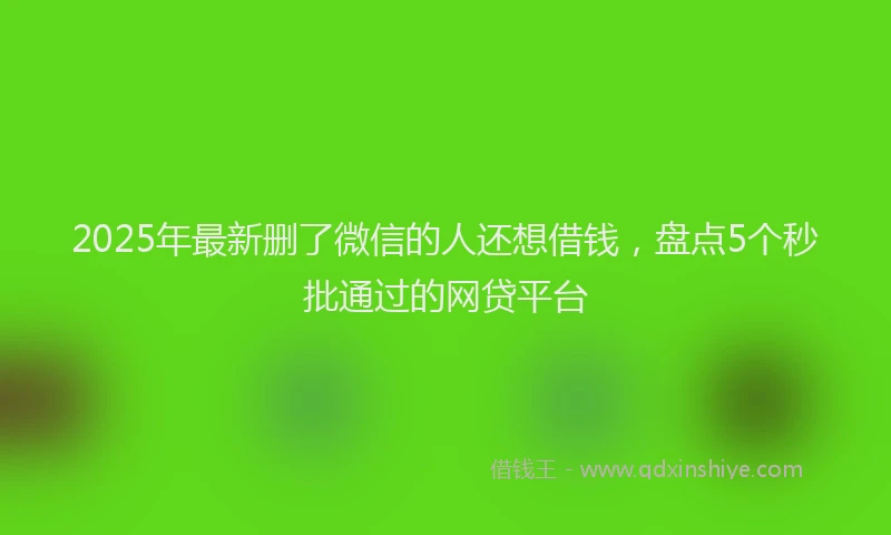 2025年最新删了微信的人还想借钱，盘点5个秒批通过的网贷平台