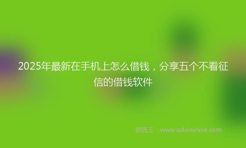 2025年最新在手机上怎么借钱，分享五个不看征信的借钱软件