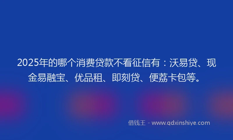 2025年的哪个消费贷款不看征信有：沃易贷、现金易融宝、优品租、即刻贷、便荔卡包等。