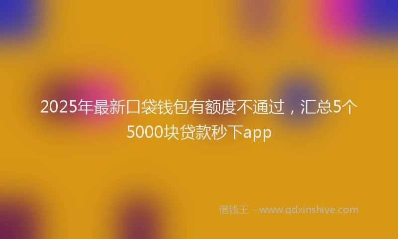 2025年最新口袋钱包有额度不通过，汇总5个5000块贷款秒下app