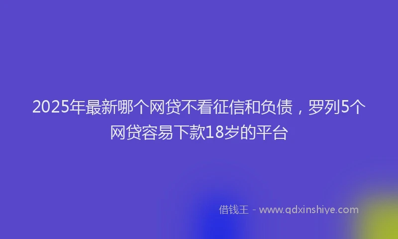2025年最新哪个网贷不看征信和负债，罗列5个网贷容易下款18岁的平台