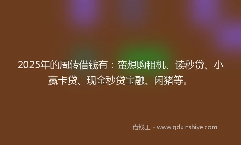 2025年的周转借钱有：蛮想购租机、读秒贷、小赢卡贷、现金秒贷宝融、闲猪等。