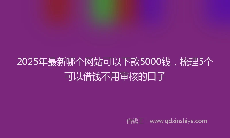 2025年最新哪个网站可以下款5000钱，梳理5个可以借钱不用审核的口子