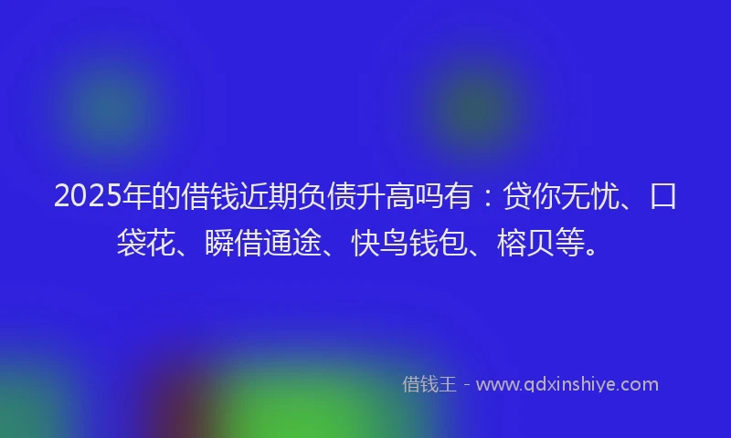 2025年的借钱近期负债升高吗有：贷你无忧、口袋花、瞬借通途、快鸟钱包、榕贝等。