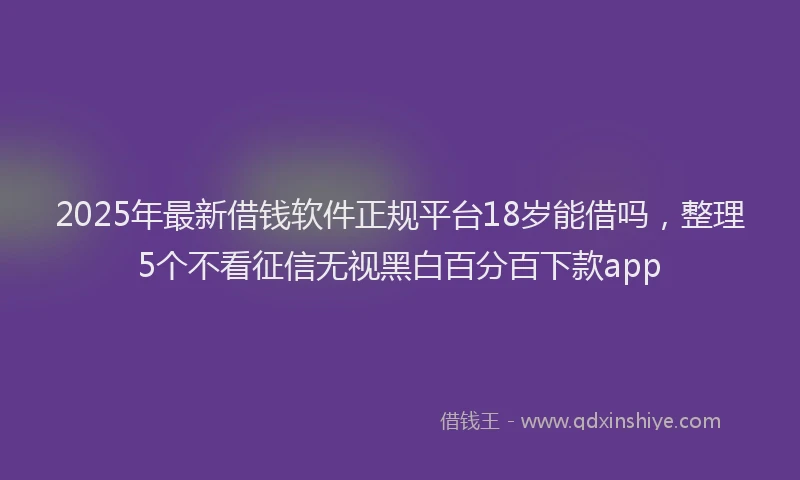 2025年最新借钱软件正规平台18岁能借吗，整理5个不看征信无视黑白百分百下款app