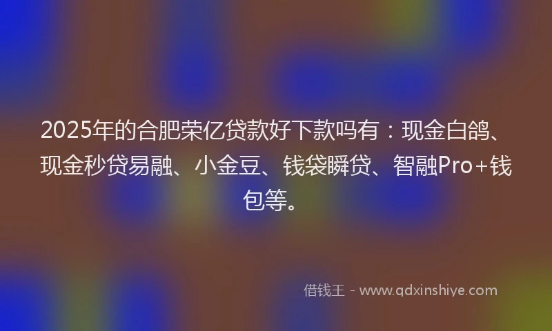 2025年的合肥荣亿贷款好下款吗有：现金白鸽、现金秒贷易融、小金豆、钱袋瞬贷、智融Pro+钱包等。