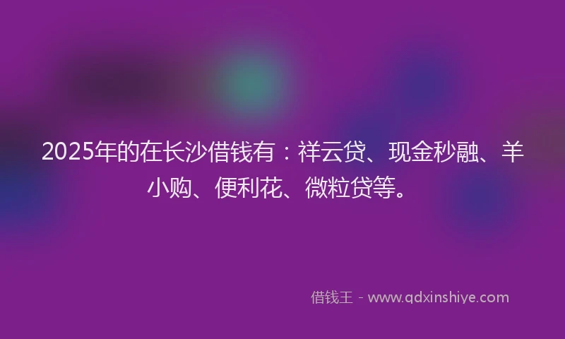 2025年的在长沙借钱有：祥云贷、现金秒融、羊小购、便利花、微粒贷等。