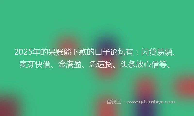 2025年的呆账能下款的口子论坛有：闪贷易融、麦芽快借、金满盈、急速贷、头条放心借等。